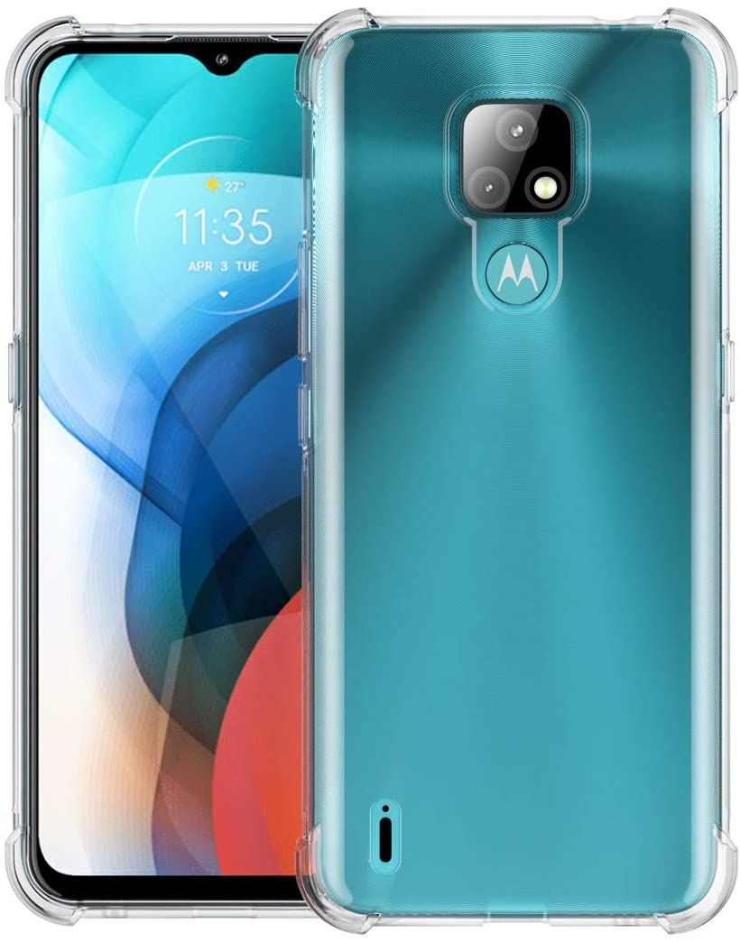 For Motorola Moto E7 Transparent Soft Gel TPU Reinforced Corners Cushion Bumper Shockproof Drop Protection Case Cover