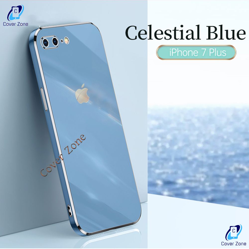 For Apple Iphone 7 Plus / Iphone 8 Plus Luxury 6D Plating Soft Casing Silicone Square Frame Phone Case - Phone Back Cover - মোবাইল ফোন - Phone - Phone