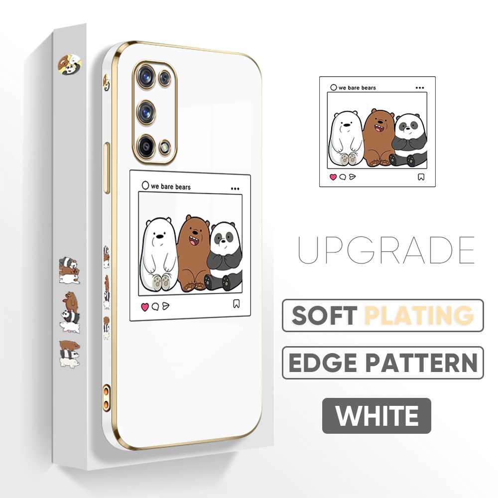TA for Realme X7 Pro 5G Back Cover + Free Lanyard Bears Group Photo Luxury 6D Plating Case Side Pattern Soft Silicone Square Phone Cases
