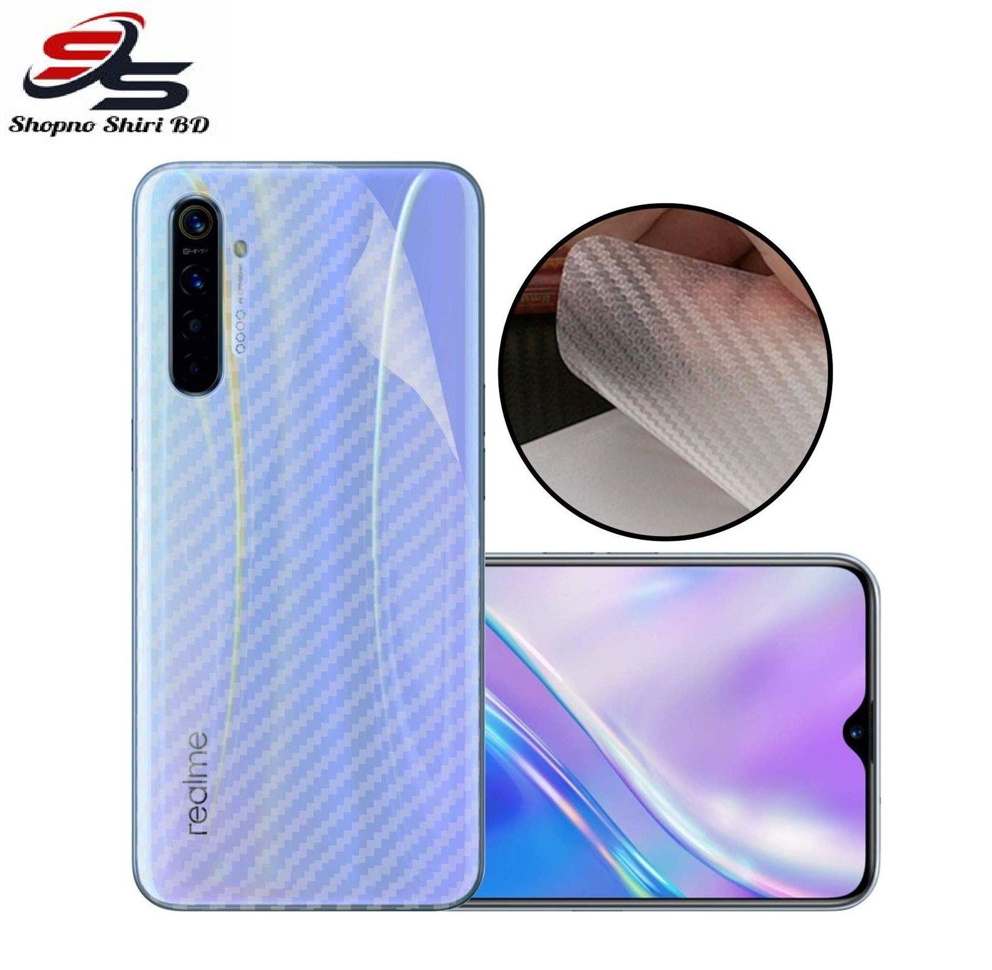 Realme 6 Carbon Fiber Sticker Vinyl  Back Poly Skin Protector