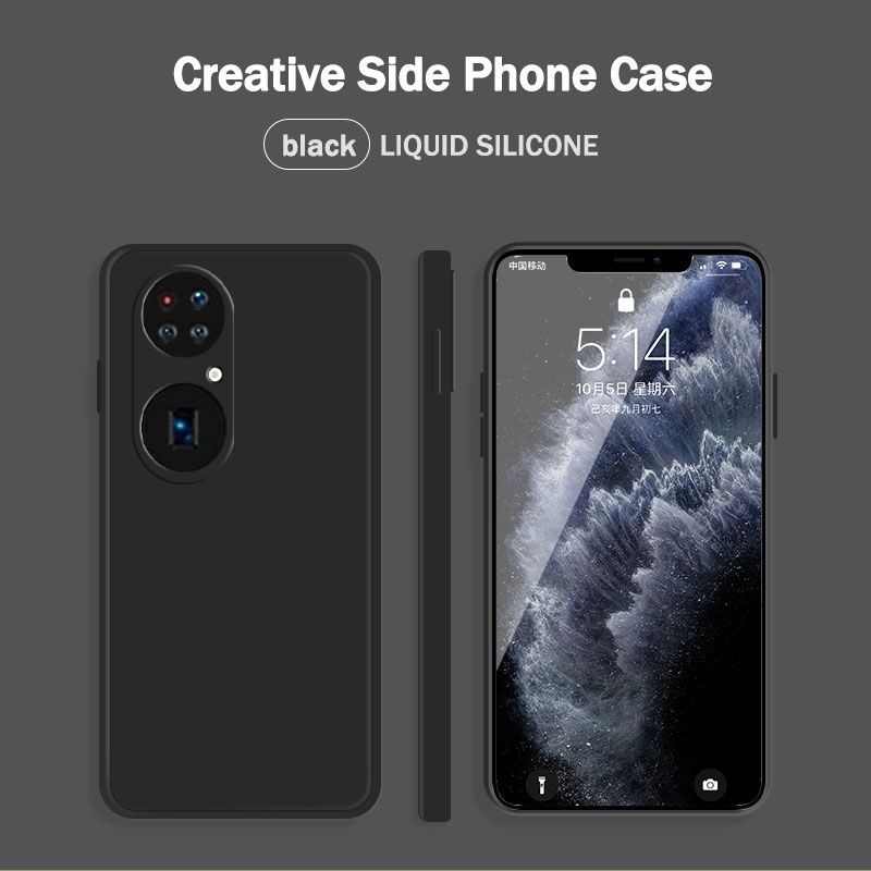 Lenuo Luxury Square Liquid Silicone Phone Case For Huawei P50 Pro+ Thin Soft Back Cover Candy Casing