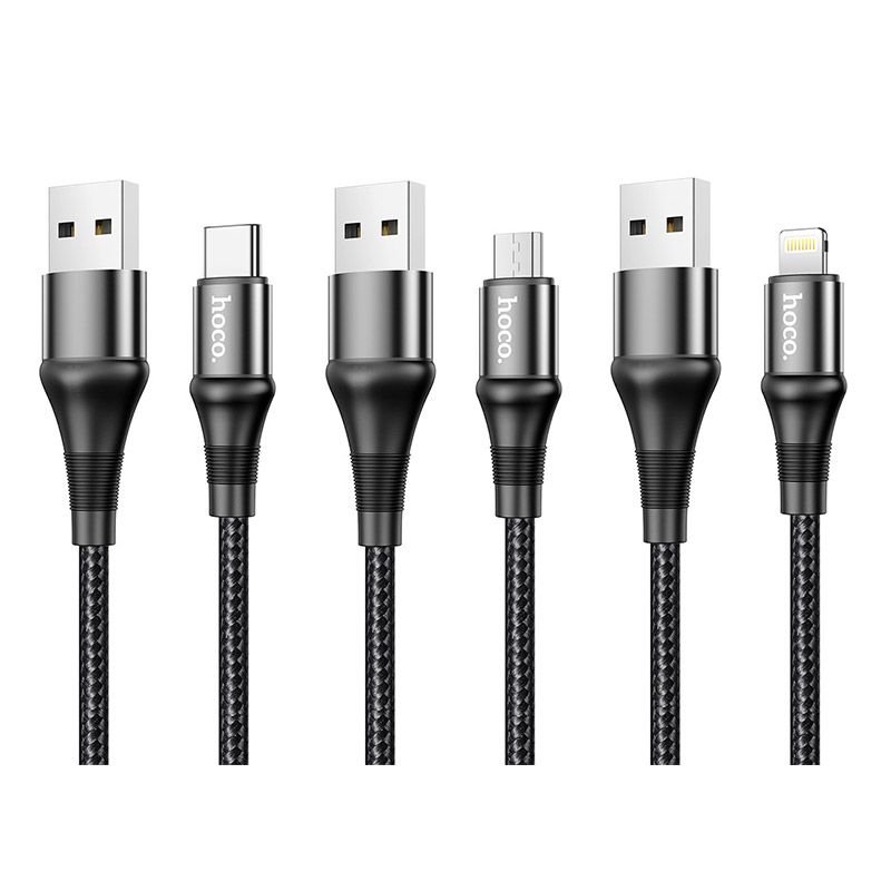Hoco X50 Nylon-braided Data Line Charging Cable For Lightning/Type-c/Micro USB Mobile Phone Charging Line Fast Charging
