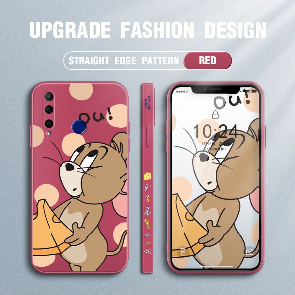 Jizetin for Honor 20 Lite Case Tom and Jerry Design Side Design Phone Case Square Edge Pattern Liquid Silicone Cases Full Cover Camera Shockproof Protective Case