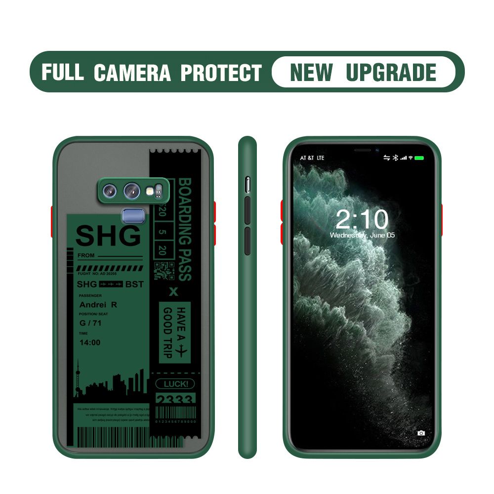 Hontinga for Samsung Note 9 Case Cute Air Ticket City Scenery Camera Shockproof Protection Cases Edge Frosted Transparent Phone Cover