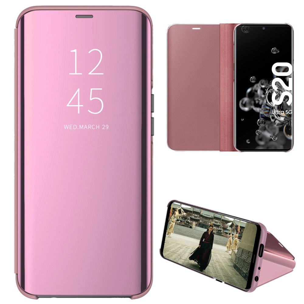 For Samsung Galaxy S20 Ultra Mirror Plating Hard PC -PU Leather Semi-transparent Standing View Case Cover Mirror Plating Hard PC -PU Leather Semi-transparent Standing View Case Cover