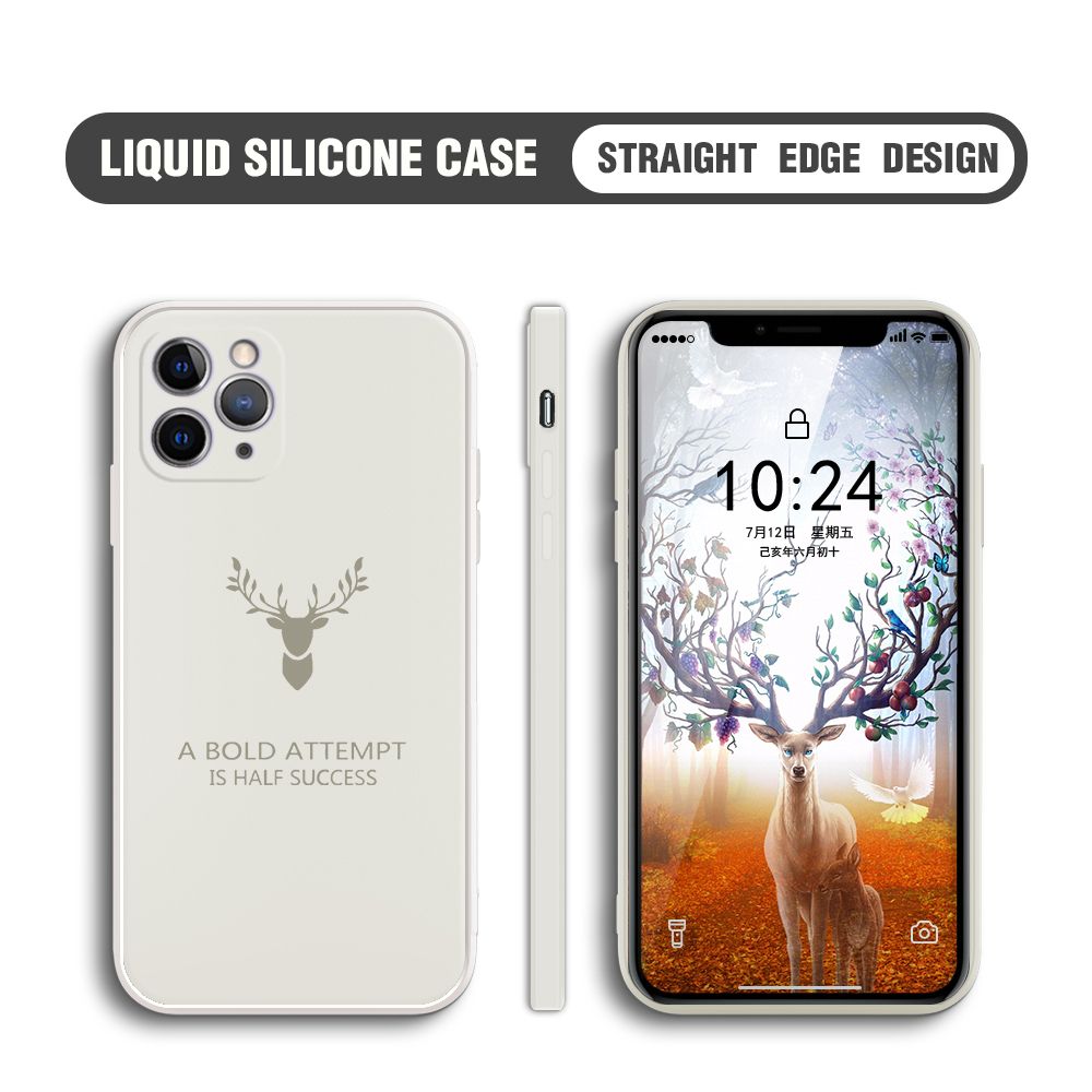 Hontinga for iPhone 11 Pro Case Soft Silicone Square ELK Deer Reindeer Phone Cases Full Cover Camera Shockproof Protection Rubber Case