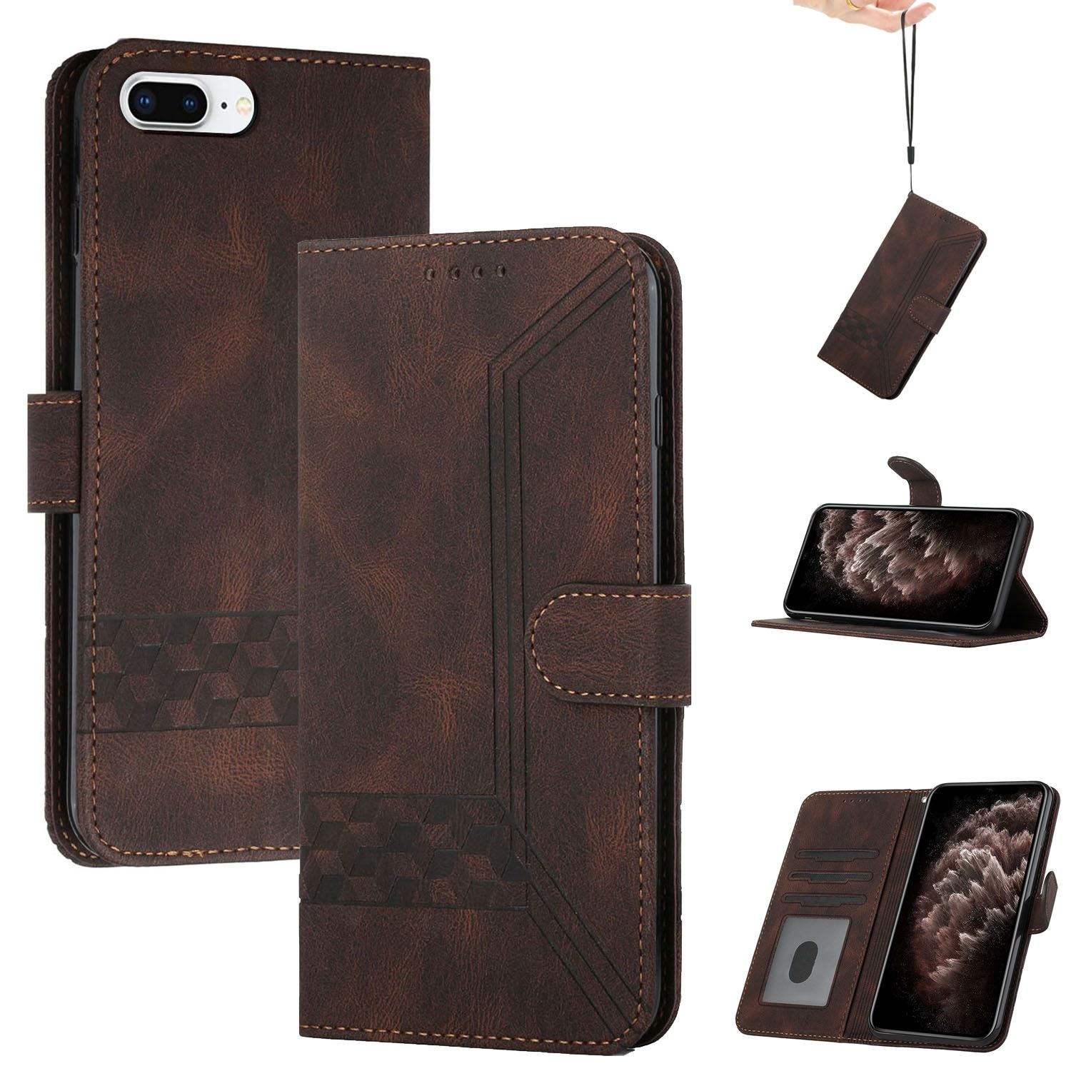 Cubic Skin Feel Flip Leather Phone Case For iPhone 7 Plus / 8 Plus