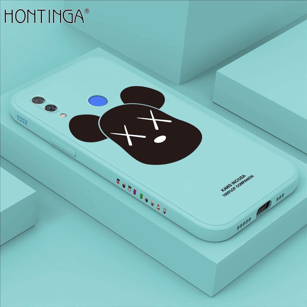 Hontinga for Huawei Nova 3 Case Side Design Violent Bear Head Back Cover Soft Square Edge Pattern Liquid Silicone Trend Phone Cases