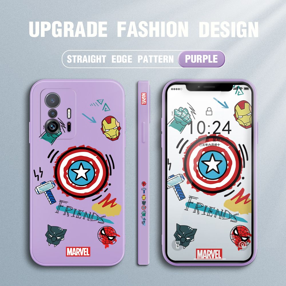 Jizetin for Xiaomi 11T / 11T Pro Back Cover Hero Props Side Design Liquid Silicone Phone Case Soft Full Camera Protect Phone Cases
