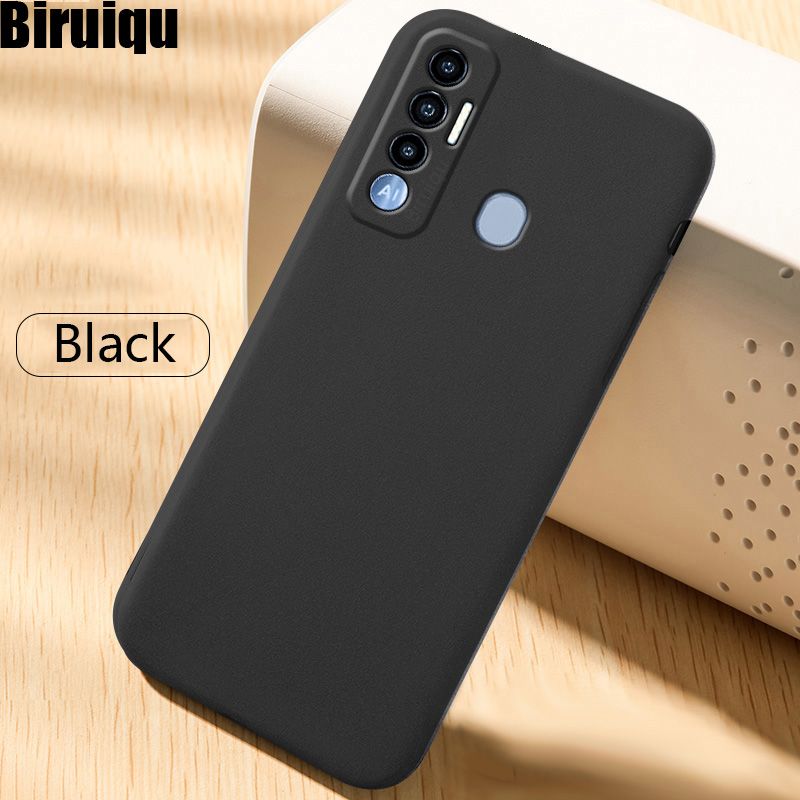 Biruiqu For Tecno Spark 7 7 Pro Shockproof Anti Slip Soft TPU Sandstone Matte Back Case Cover