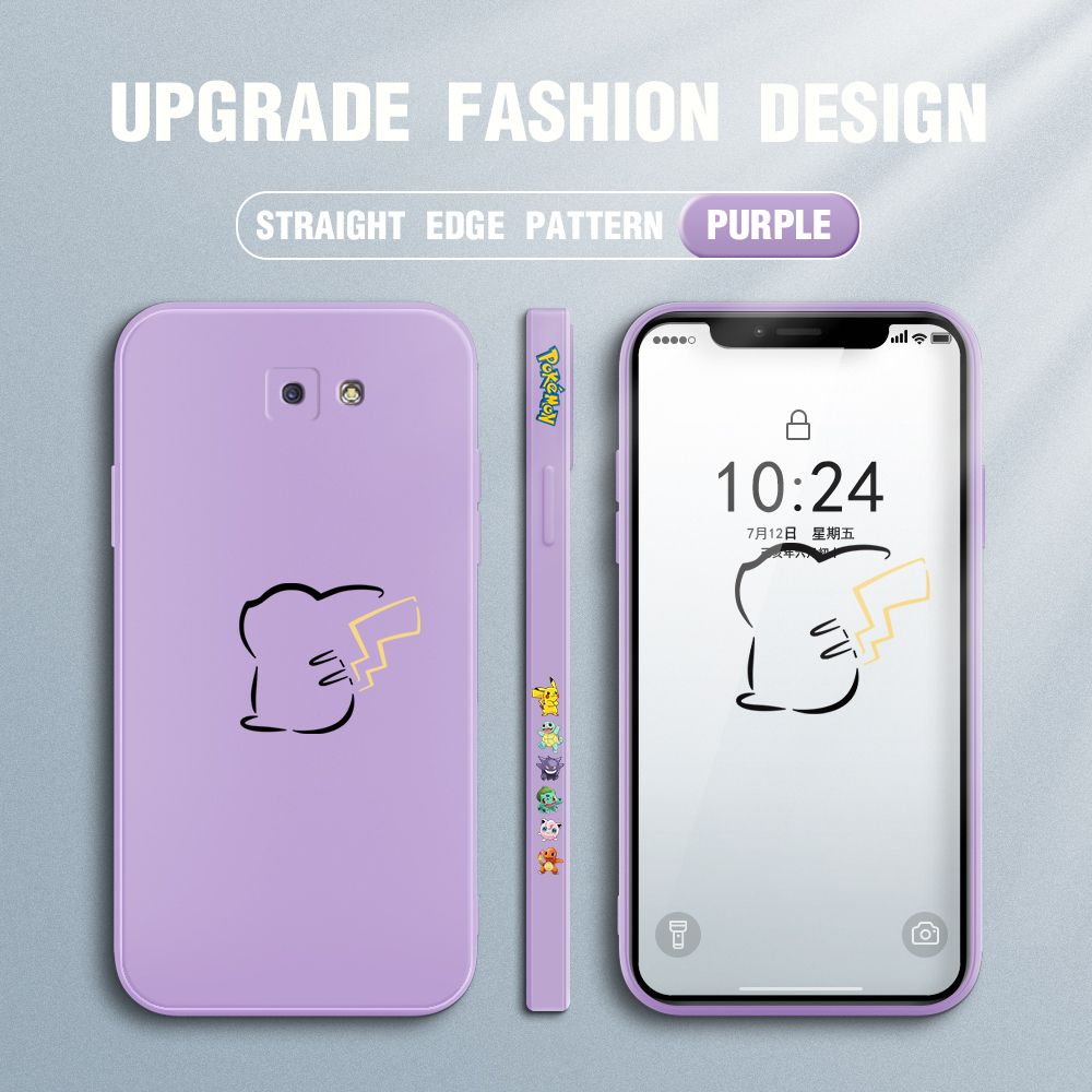 Jizetin for Samsung Galaxy J5 Prime Case New Pikachu Pokémon Design Side Design Phone Case Square Edge Pattern Liquid Silicone Cases Full Cover Camera Soft Protection Case