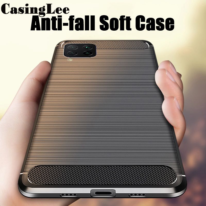 Casinglee For Samsung Galaxy M12 Case Carbon fiber drawing Soft Silicon Back Cover for Samsung M12 Phone cases For girls and Boys