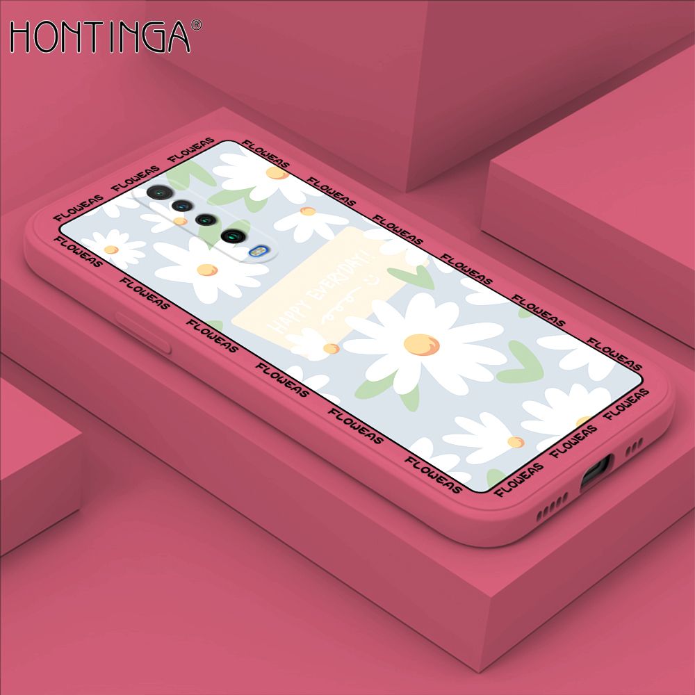 Hontinga for Xiaomi Poco X2 Case Beautiful Daisy Flower Phone Case Phone Case Soft Square Edge Silicone Cases Full Lens Cover Shockproof Protection Cover