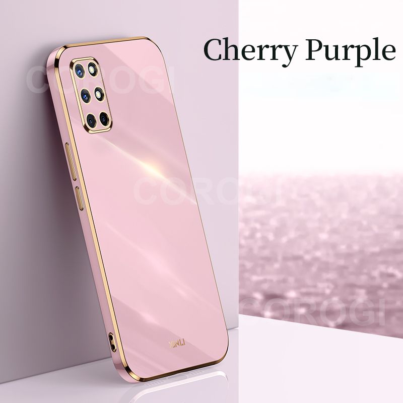 For OnePlus 9R Back Cover Fashion Shiny Plating Square Bumper Camera Protection Case Soft Silicone Shockproof Protective Mobile Phone Cases