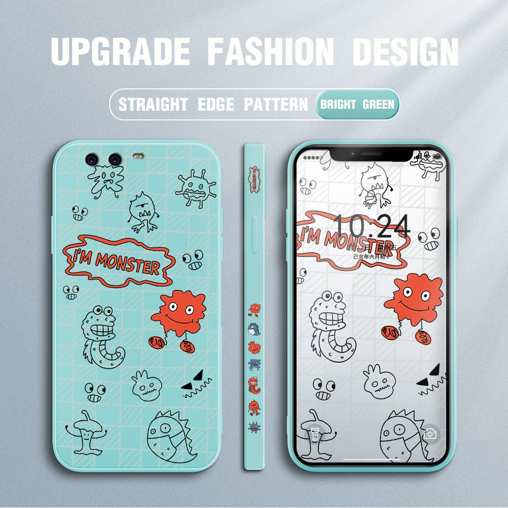 Jizetin for Huawei P10 Case Side Design Phone Cover Printed Text “I Am Monster ” Cover Square Edge Pattern Liquid Silicone Trend Case