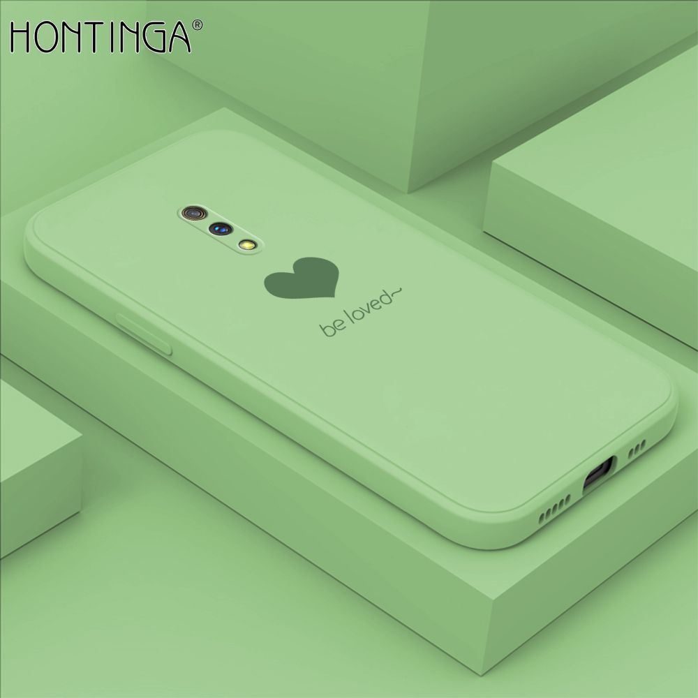 Hontinga for Realme X Case Simple Lover Heart Pattern Back Cover Soft Square Edge Liquid Silicone Phone Cases