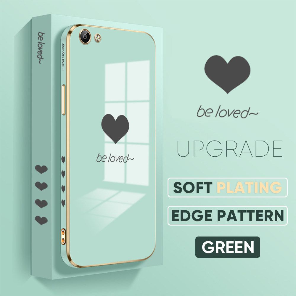 TA for Vivo Y66 Y65 Back Cover + Free Lanyard Simple Love Luxury 6D Plating Case Side Pattern Soft Silicone Square Phone Cases