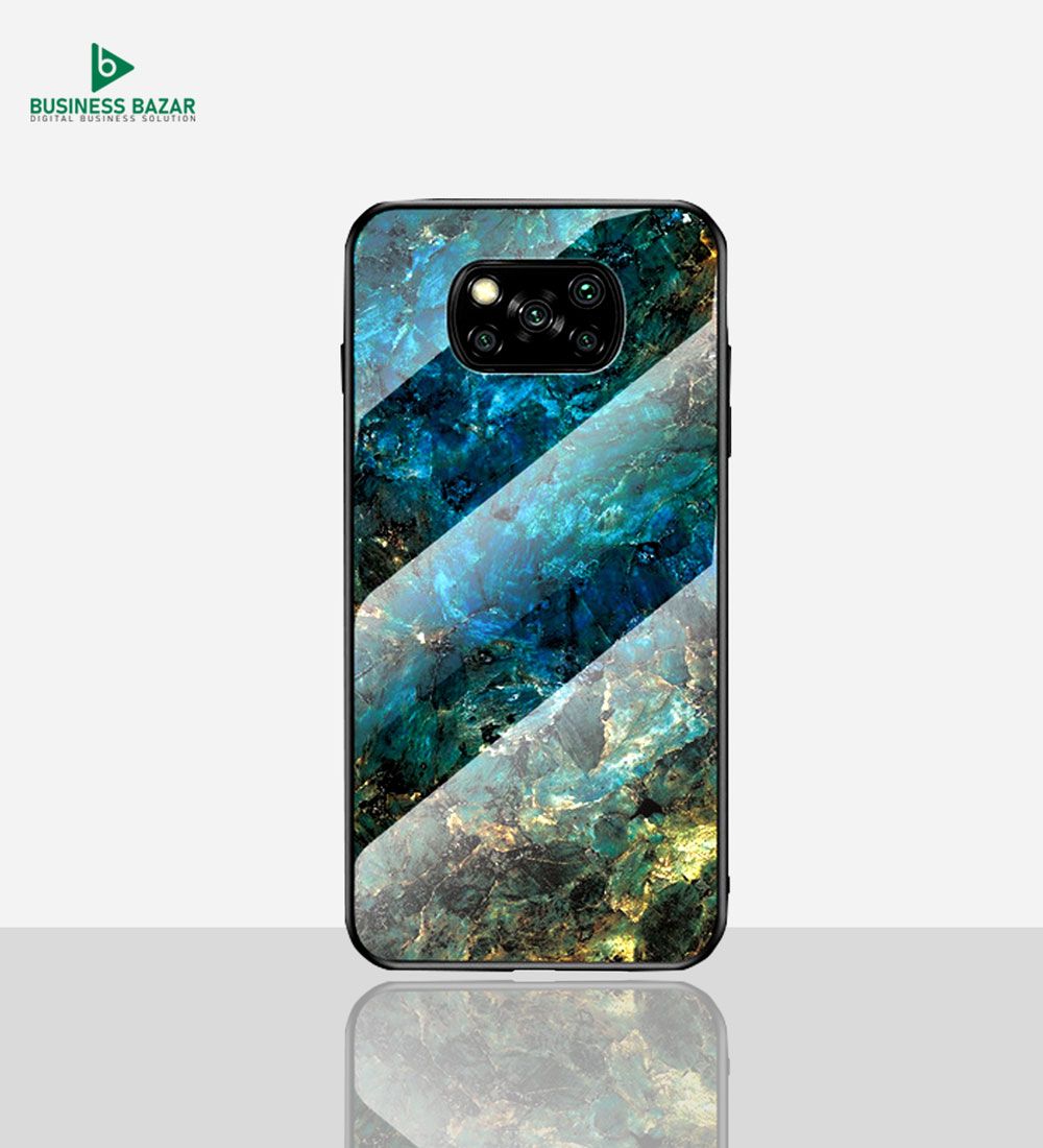 Poco M3/Poco X3 Case Marble Gemstones Glass Hard Back Cover