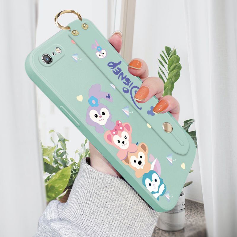 Jizetin for iPhone 6S / iPhone 6 Wrist Strap Case Creative Cartoon Cute Bunny Cover Ultra Thin Anti Fall Liquid Silicone Phone Case
