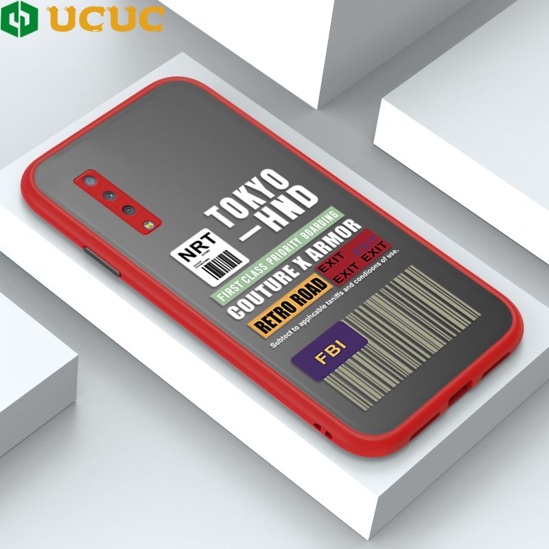 UCUC for Samsung Galaxy A7 2018 A750 Back Cover FBI Sticker Frosted Transparent Hard Phone Case Thin Shockproof Full Cover Camera Protect Case
