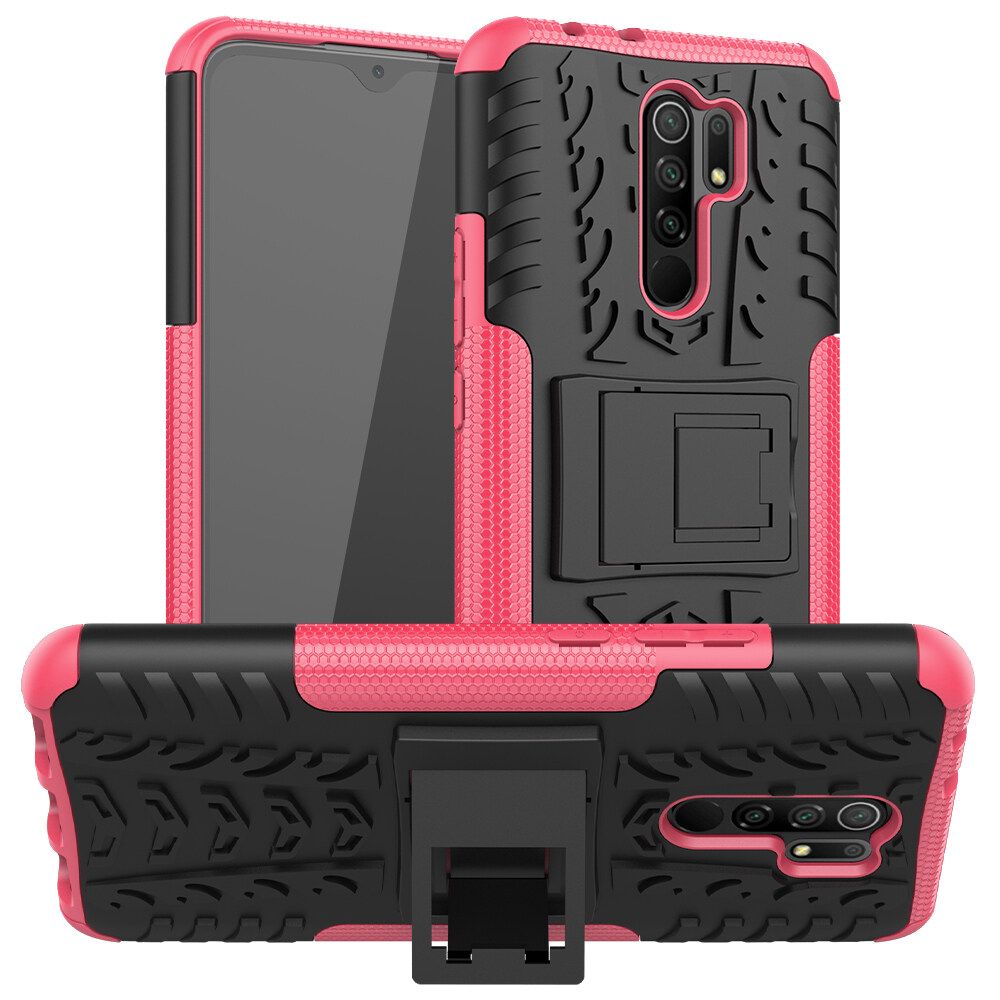 For Xiaomi Redmi 9/Redmi 9 Prime Dual Layer Heavy Duty Armor Tough Hybrid Shockproof Stand Protective Case Cover