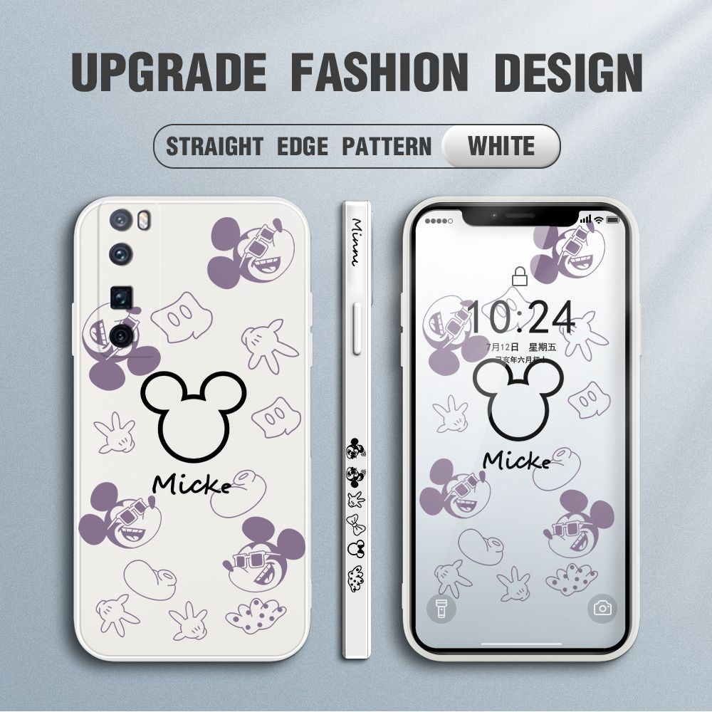 Jizetin for Huawei Nova 7 Pro Case Creative Printing Pattern Side Design Phone Case Square Edge Pattern Liquid Silicone Cases Full Cover Camera Shockproof Protective Case