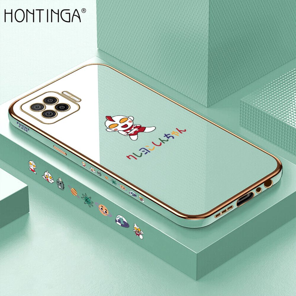 Hontinga for OPPO F17 A73 2020 Case Luxury 6D Plating Cartoon Anime Hero Side Pattern Soft Back Cover Silicone Square Phone Cases