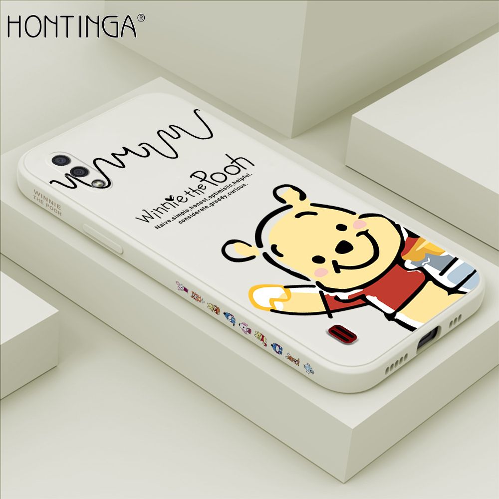 Hontinga for Samsung A01 Case Side Design Hello Little Bear Back Cover Soft Square Edge Pattern Liquid Silicone Trend Phone Cases