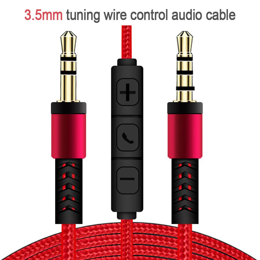 Audio Cable 3.5mm to Jack 3.5mm Speaker Line Aux Cable Male to Male with Mic to volume control for Headphone Car speaker