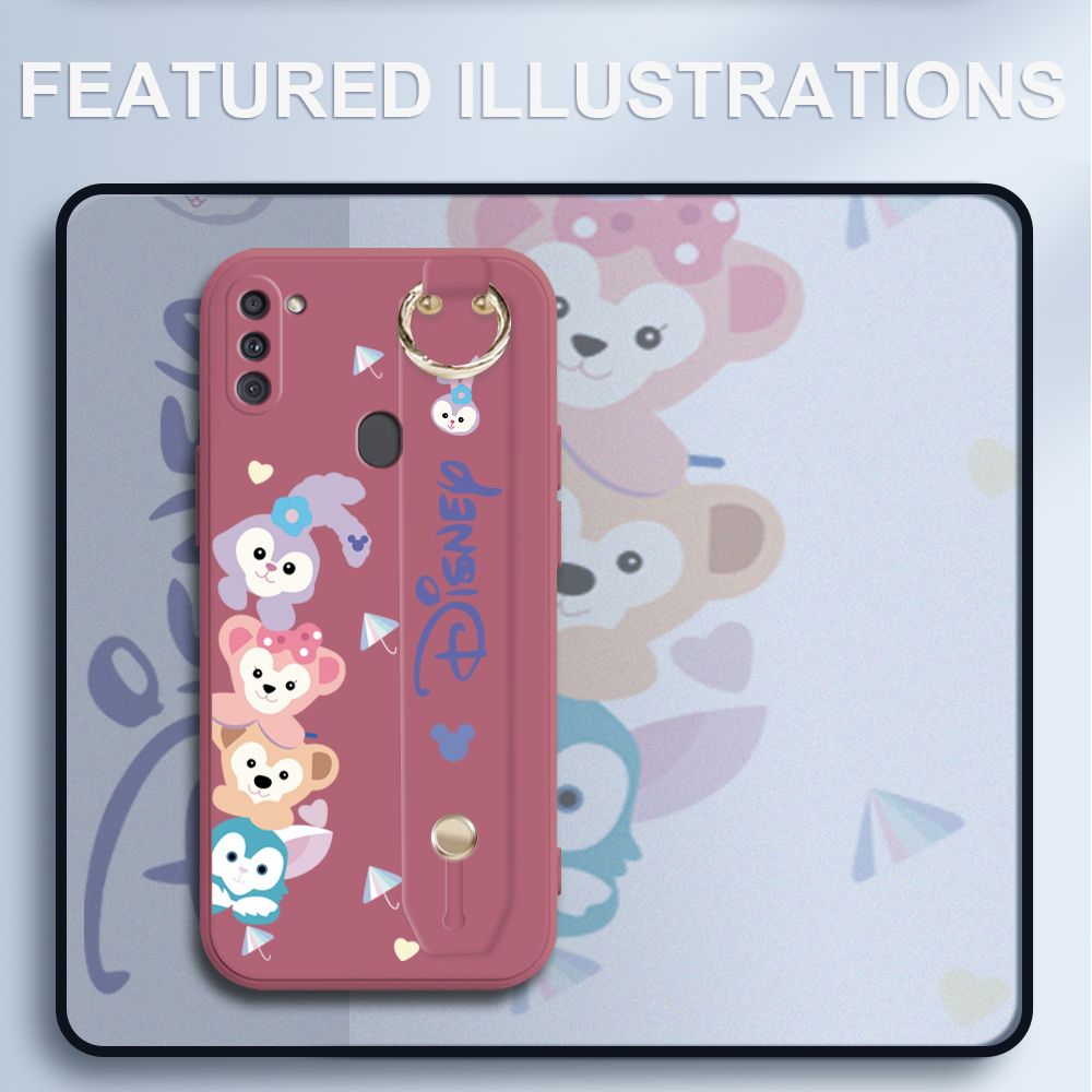 UCUC for Samsung Galaxy A11 Wrist Strap Case Creative Cartoon Cute Bunny Cover Ultra Thin Anti Fall Liquid Silicone Phone Case