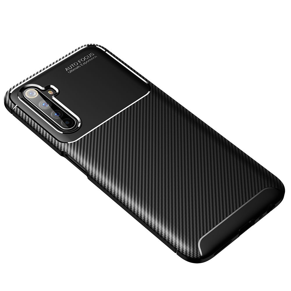 For Realme 6 Pro Case Soft Back Cover Anti-knock TPU Bumper Carbon Fiber Phone Case