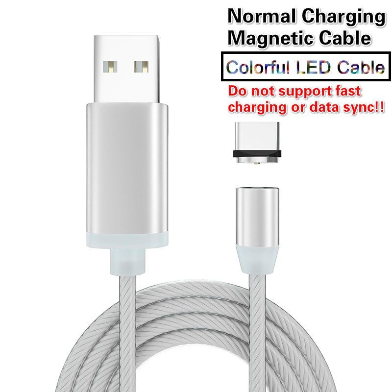 LED Lighting Magnetic Cable QC 3.0 Fast Charging USB Magnet Cable 18W Quick Charge 3.0 Streamer Phone Cord for Xiaomi 9T 10 Pro
