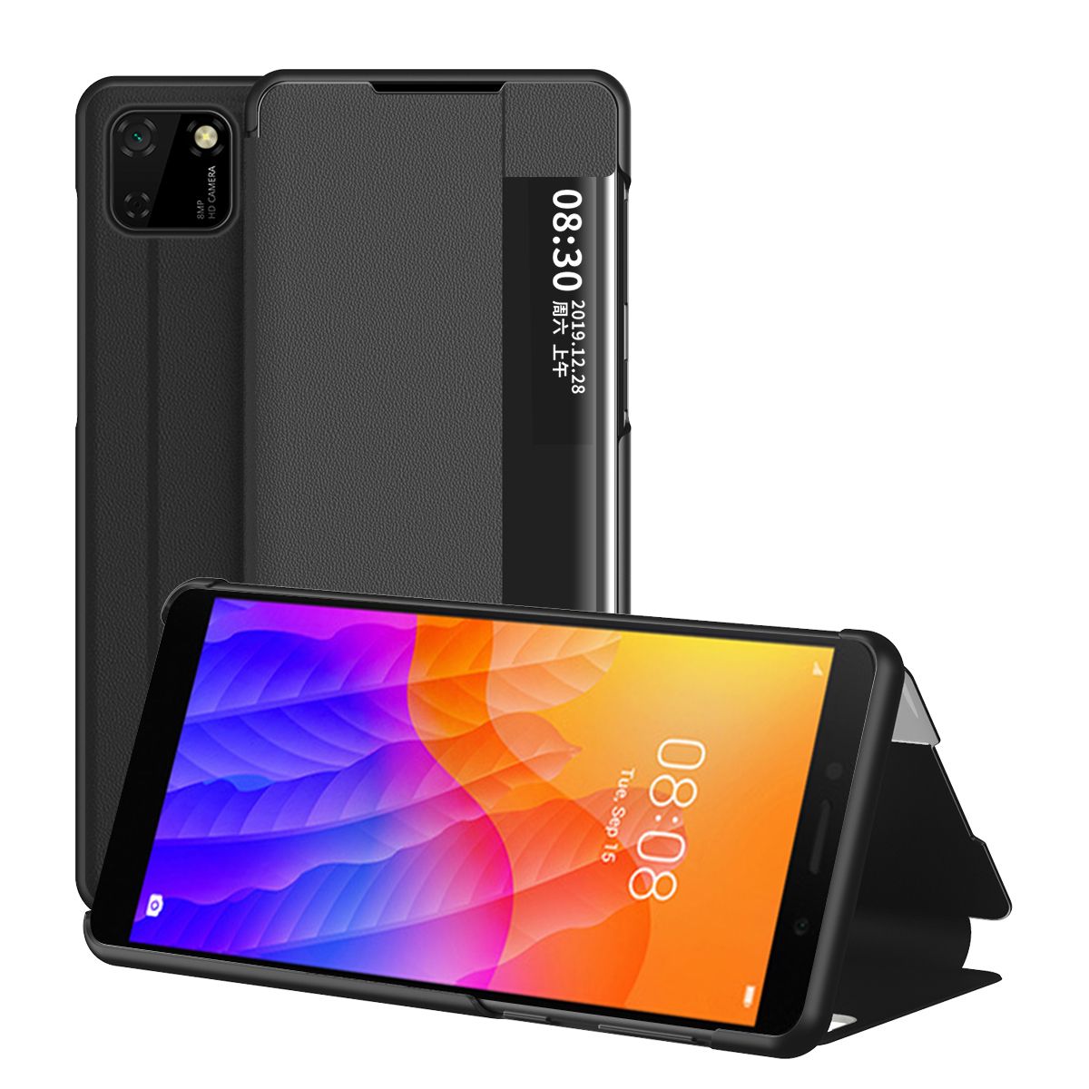Smart Case For Huawei Y5P Cover Flip PU Leather Shockproof Window View Cases