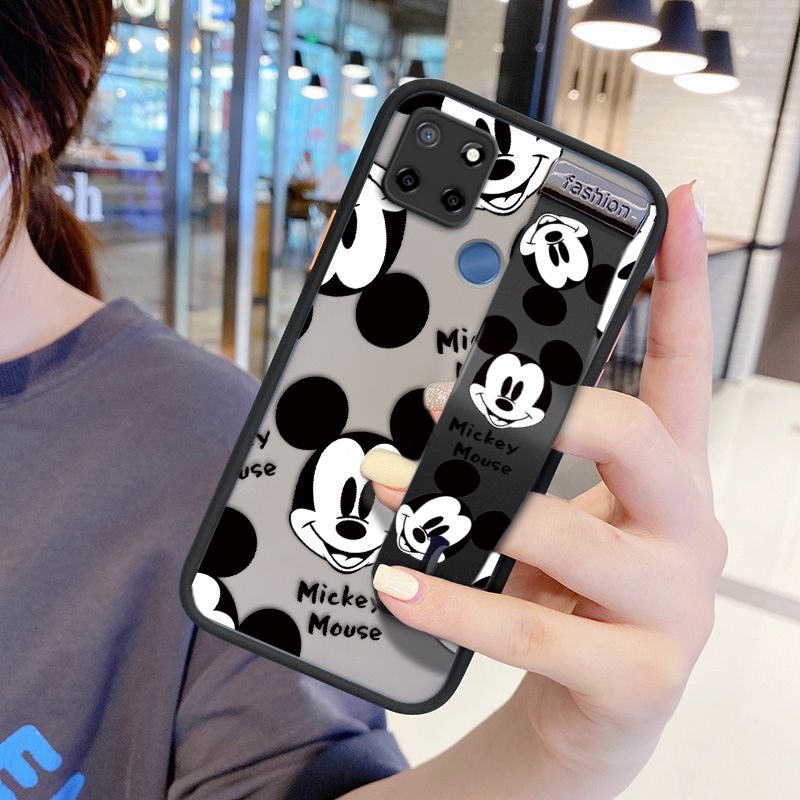 UCUC for Realme C12 Wrist Strap Case Cute Mouse Avatar Wristband Printing Cover Shockproof Ultra Thin Phone Case