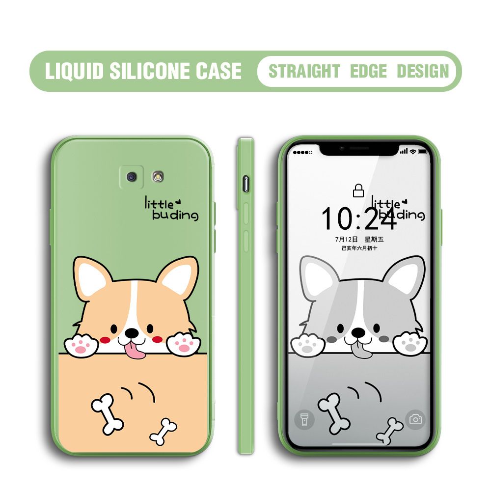 BILI for Samsung Galaxy J5 Prime Back Cover Corgi and Bones Multicolor Liquid Silicone Phone Case Soft Square Lens Protection Phone Cases
