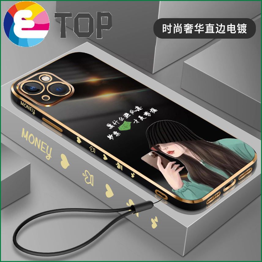 Suitable for Apple 13 mobile phone shell new iphone12 mobile phone set cartoon cute lanyard 11pro national tide