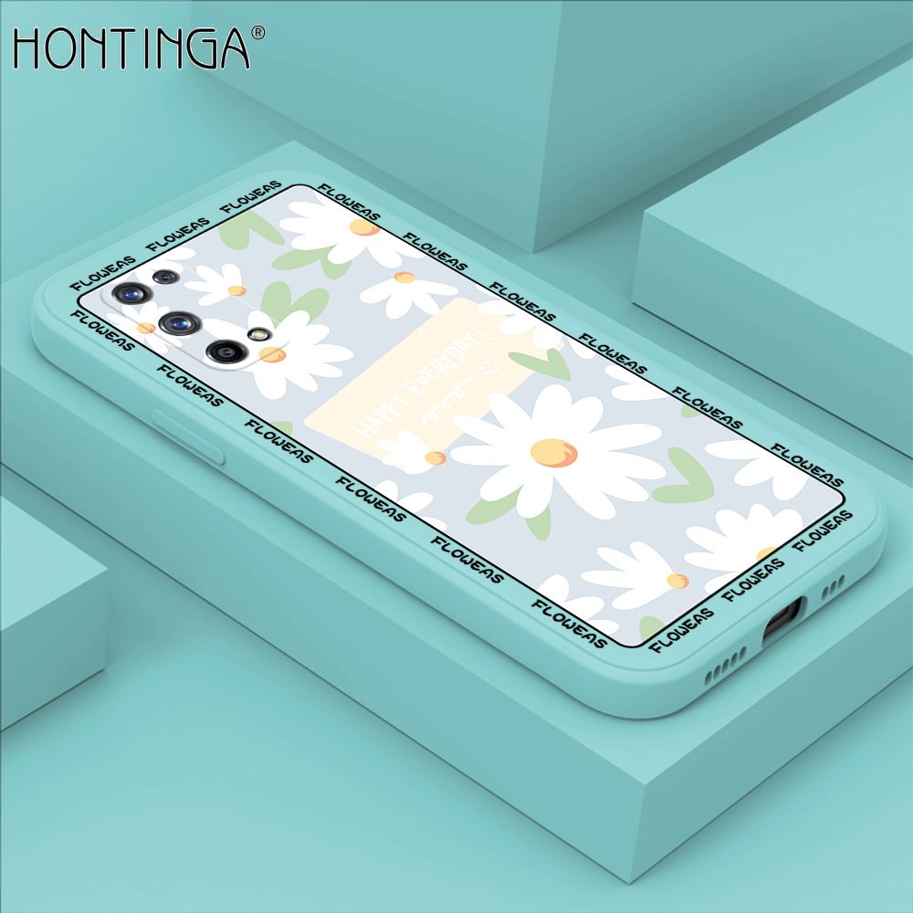 Hontinga for Realme X7 Pro 5G Case Beautiful Daisy Flower Phone Case Phone Case Soft Square Edge Silicone Cases Full Lens Cover Shockproof Protection Cover