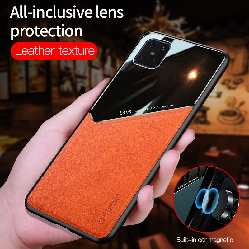 Lenuo For Huawei Nova 8 se Case Leather Texture Car Magnetic Holder Back Cover Soft Silicon Frame Shockproof Casing