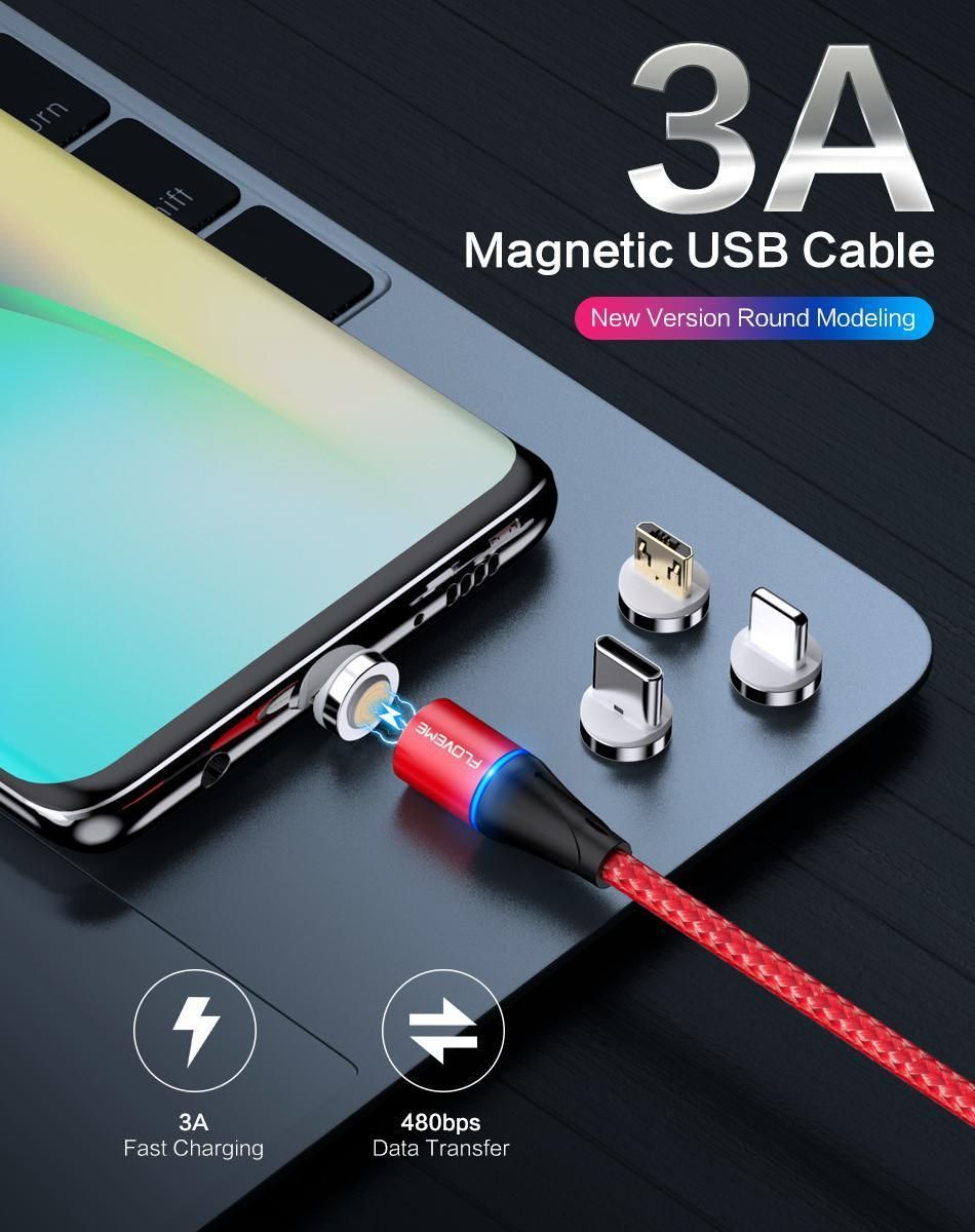 X-Cable 3 IN 1 Metal Magnetic Cable Fast Charging Micro USB Cable Type C Magnet Charger iPhone