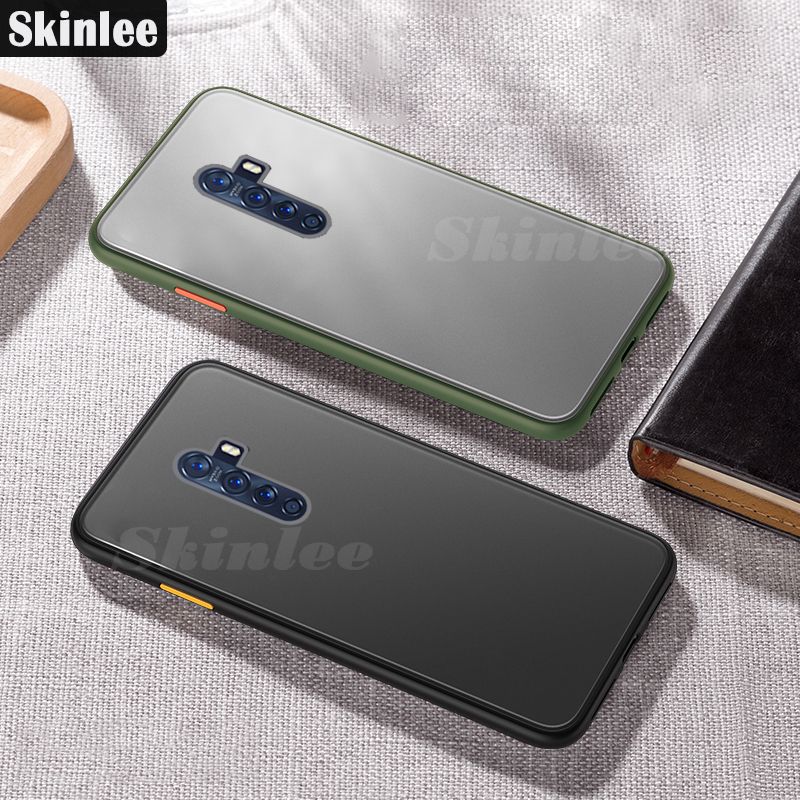 Luxury Shockproof Scrub PC Matte Phone Case For OPPO Reno 2F Transparent Soft edge Silicone Frame Hard Clear Protecive Back Cover For Reno 2F
