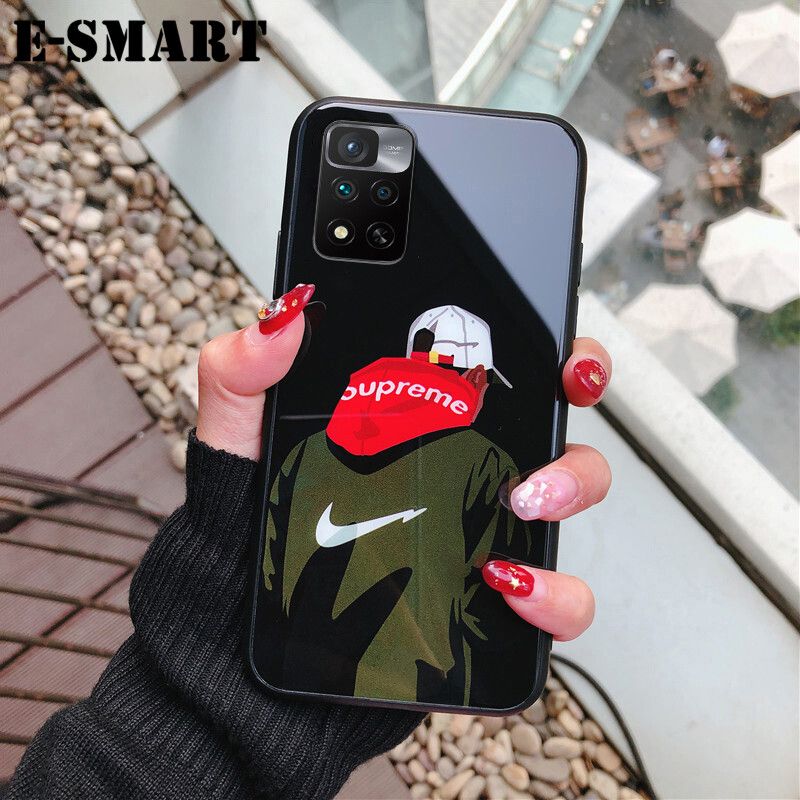 Supreme Phone Case Poco M4 Pro Back Cover Tempered Glass Protector Mirror Cases SUP Supreme Design Mi Poco M4 Pro Case