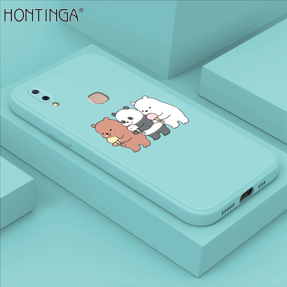 Hontinga for Vivo V9 Case Cute Cartoon Bear  Phone Case Soft Square Edge Silicone Cases Full Lens Cover Shockproof Protection Cover