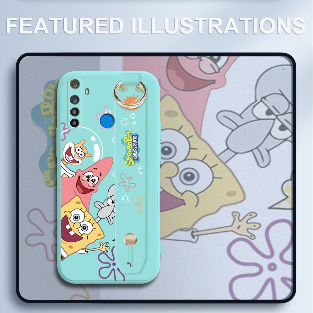 UCUC for Realme 6i Wrist Strap Case Funny Cartoon Sea Creatures Cover Ultra Thin Anti Fall Liquid Silicone Phone Case