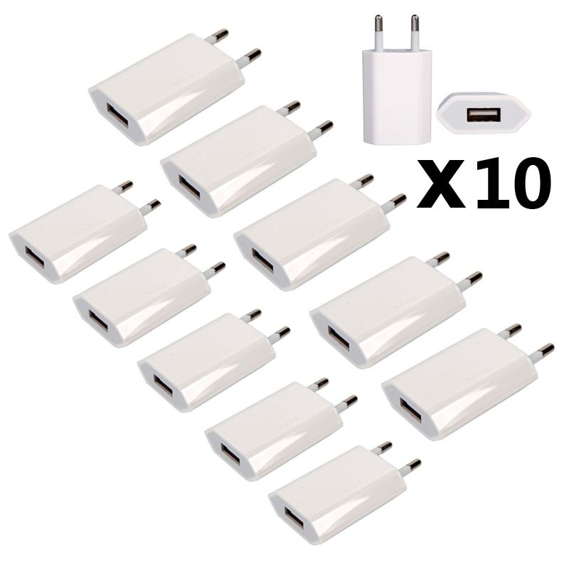 10 Pcs/Lot USB Cable Wall Travel Charger Power Adapter USB C Cable EU Plug for iPhone XS MAX XR X 8 7 6 Plus 5s 5c SE 4s 3GS