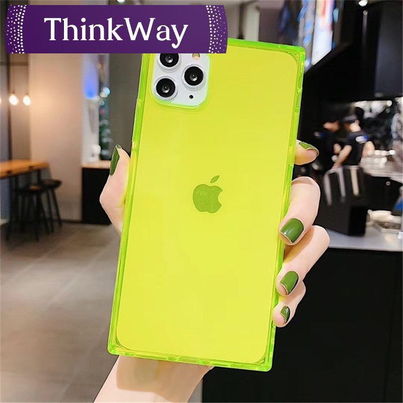 Square Fluorescent Jelly Neon Phone Case For Samsung S9 S10 Plus S10E S20 Ultra A20 A30 A30S A50 A51 A70 A71 Color Soft Cover