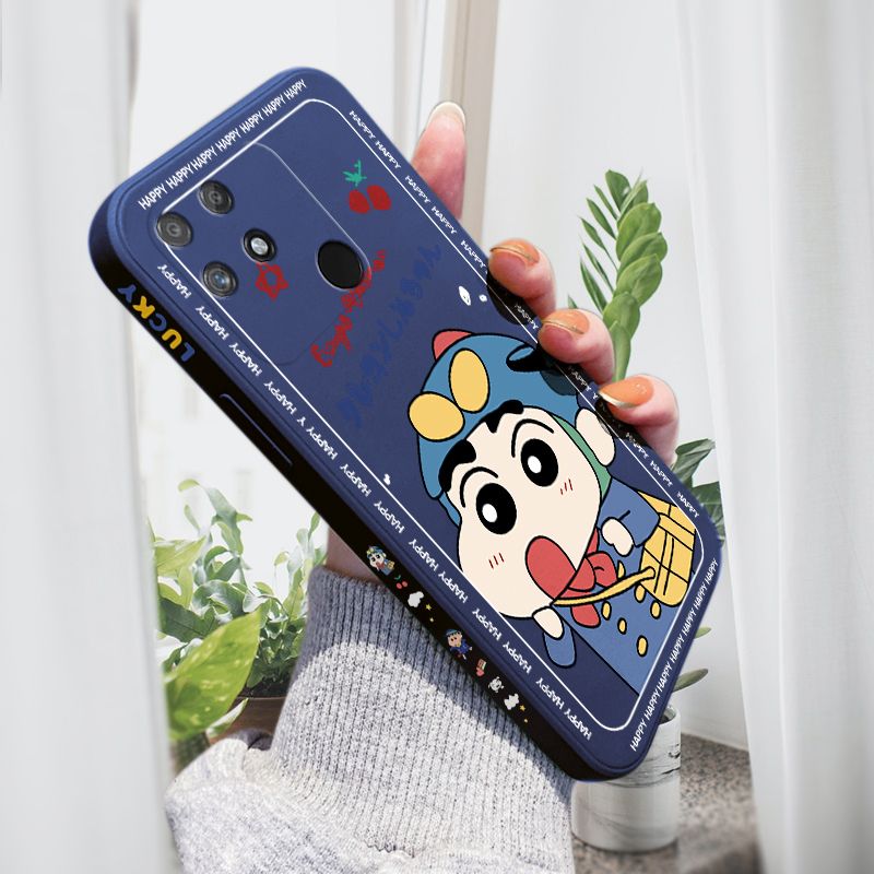 AMORVOR for Realme Narzo 50A Back Cover Cartoon Shin-chan Action Kamen Side design Soft Case Liquid Silicone Phone Cases