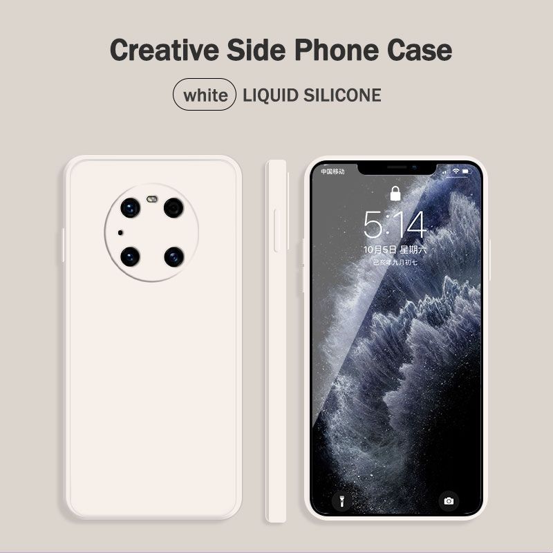 Lenuo Luxury Square Liquid Silicone Phone Case For Huawei Mate 40 Pro+ Thin Soft Back Cover Candy Casing