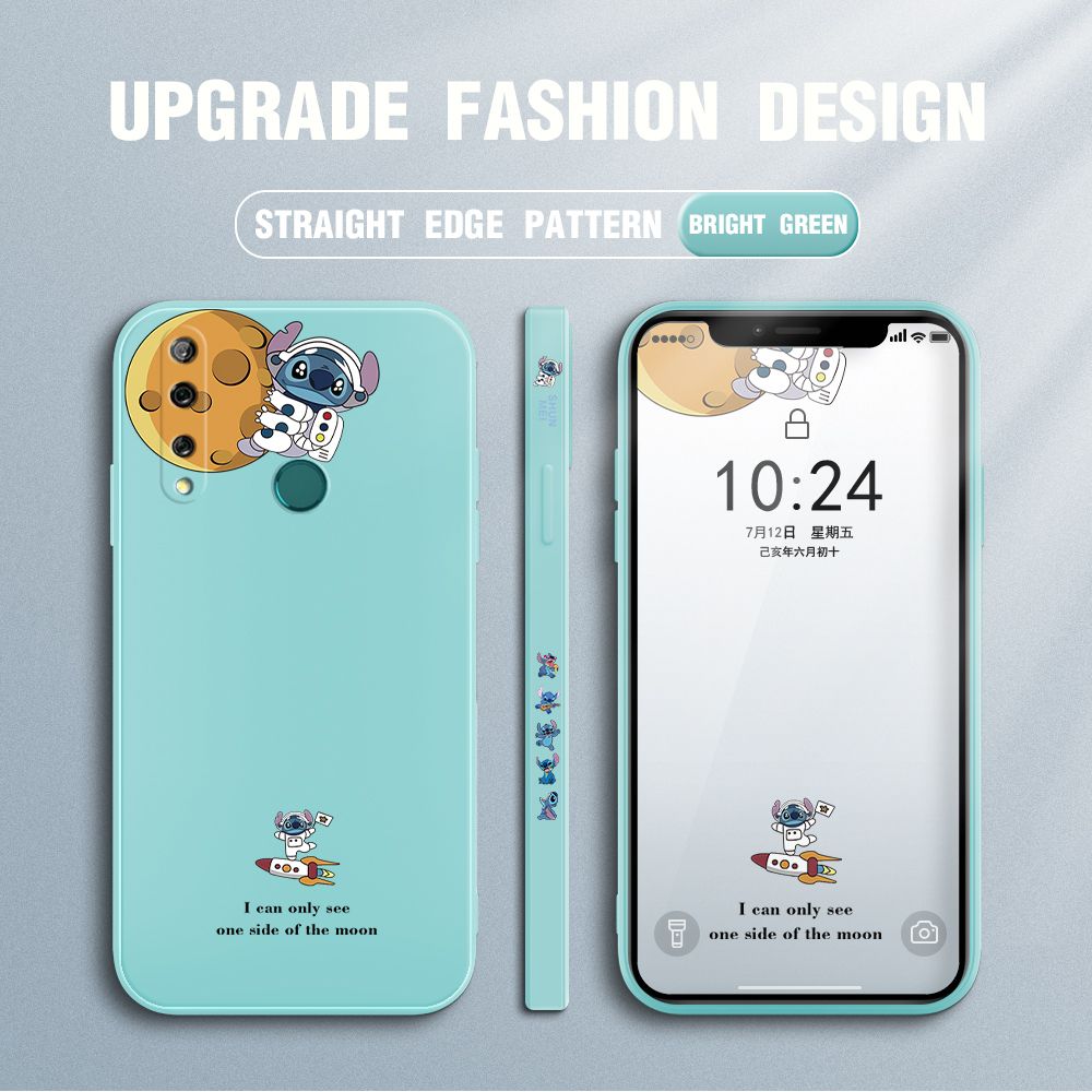 Jizetin for Huawei Y9 Prime 2019 Case Side Design Phone Cover  Astronaut Stitch Cover Square Edge Pattern Liquid Silicone Trend Case