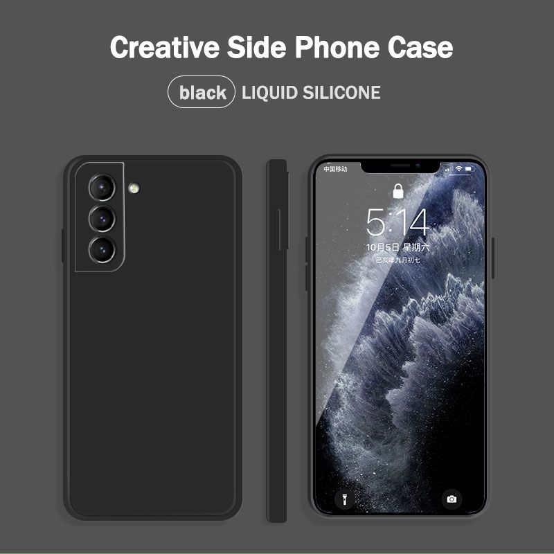 Lenuo Luxury Square Liquid Silicone Phone Case For Samsung Galaxy S21 Thin Soft Back Cover Candy Casing