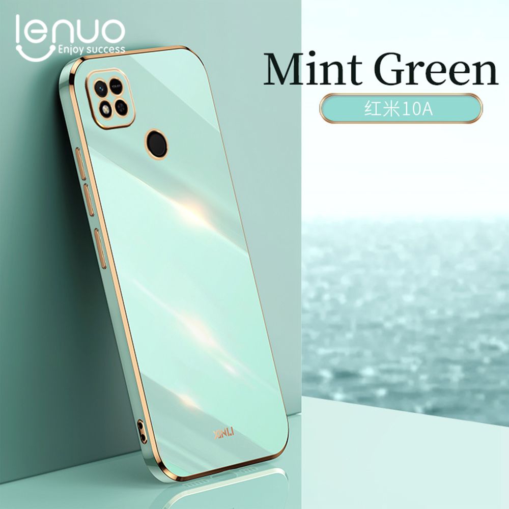 Lenuo Luxury 6D Plating Soft Casing Silicone Square Frame Phone Case For Xiaomi Redmi10C Phone Case Shiny Bling Back Cover Coque